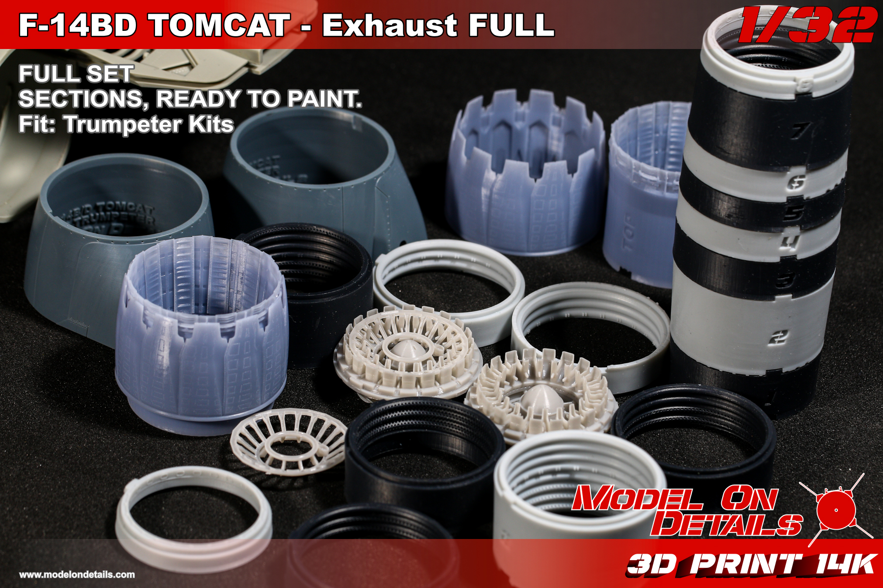 1/32 F-14BD Exhaust Nozzles FULL SET - TRUMPETER - Image 4