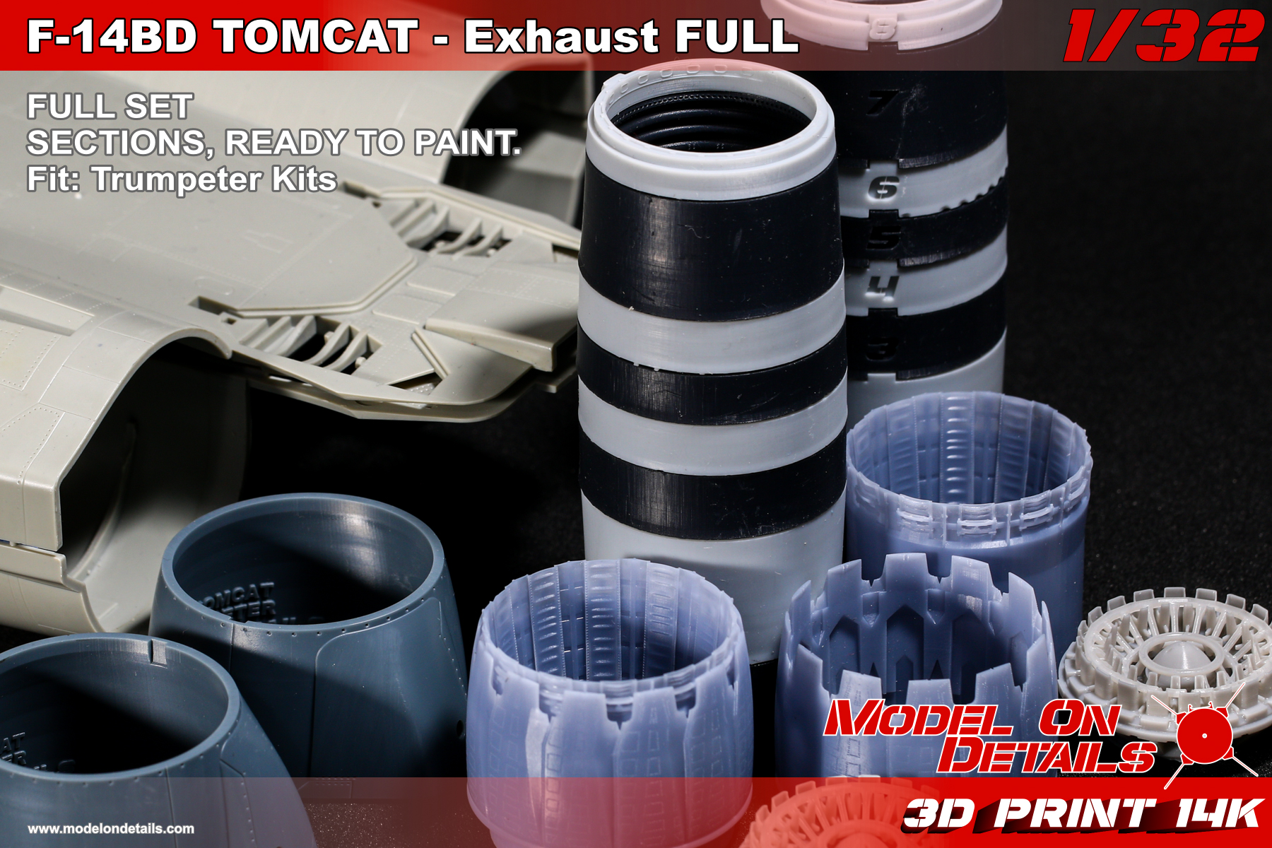 1/32 F-14BD Exhaust Nozzles FULL SET - TRUMPETER - Image 5