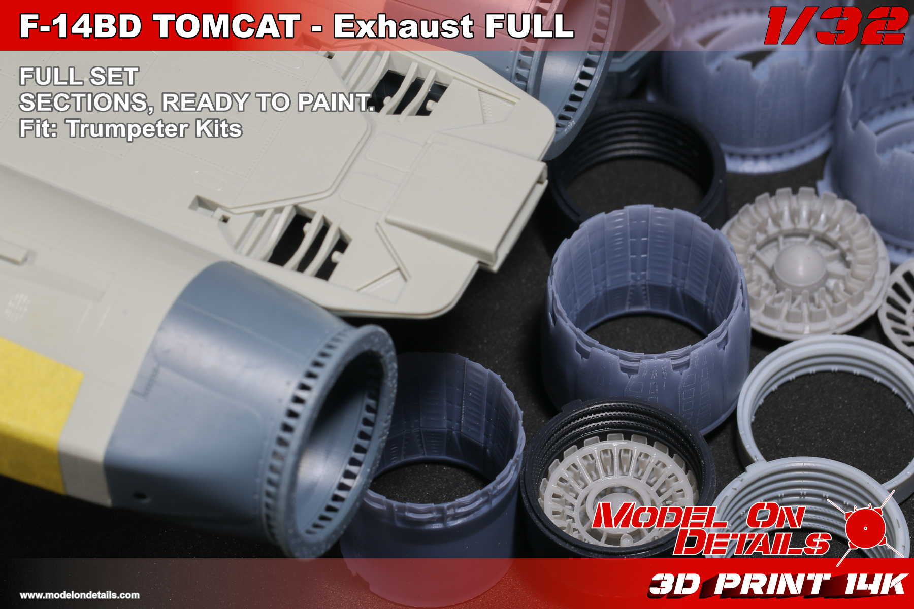 1/32 F-14BD Exhaust Nozzles FULL SET - TRUMPETER - Image 2