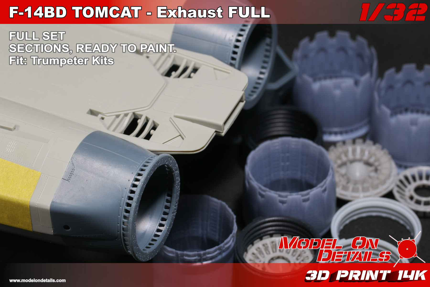 1/32 F-14BD Exhaust Nozzles FULL SET - TRUMPETER - Image 3